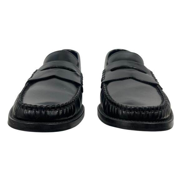 Mango Gathered Leather Moccasin Penny Loafer Black Size 37/ 6.5 - Picture 4 of 12